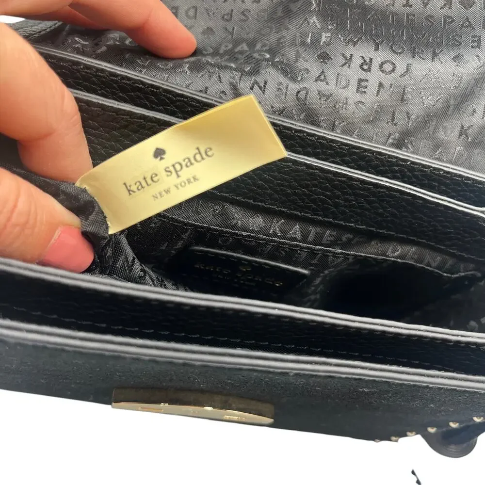 Kate Spade Crossbody Bag West Street Kenway Suede Tassel Charm Black